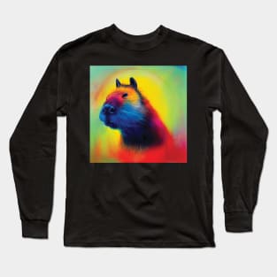 Capybara in Rainbow Colours Long Sleeve T-Shirt